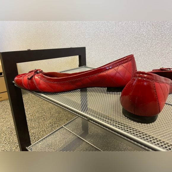 Red Leather Quilted Flats - Picture 3 of 5